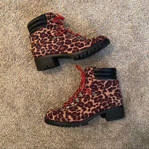 Leopard Hiking Boots size 6